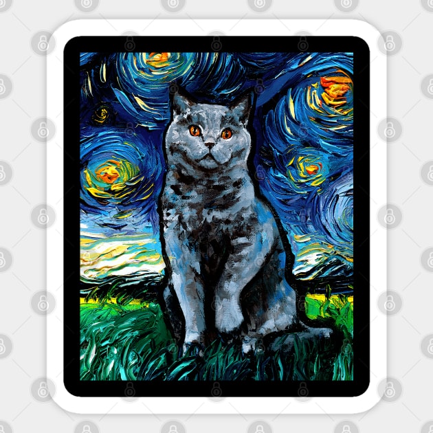 Blue British Shorthair Night Sticker by sagittariusgallery